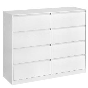 Commode 8 tiroirs 40 x 119,4 x 97,5 cm style moderne blanc