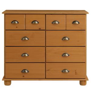 Commode 8 tiroirs en bois massif, brun
