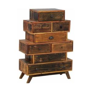 Commode 8 tiroirs en bois recyclé zigzag