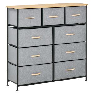 Commode 9 tiroirs meuble rangement pliant structure acier n…