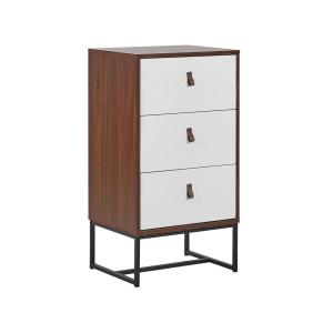 Commode à 3 tiroirs marron foncé blanc