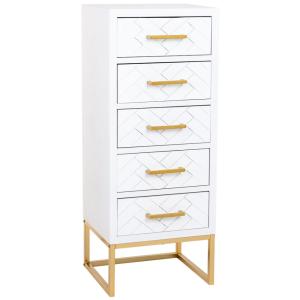 Commode à 4 tiroirs, bois et métal, 42x36,5x105h cm