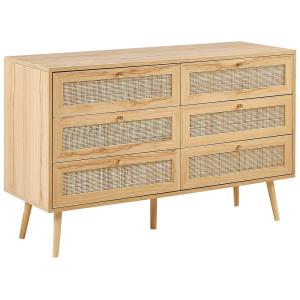 Commode à 6 tiroirs rotin imitation bois marron clair