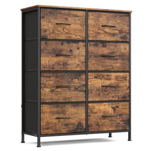 Commode à 8 tiroirs en tissu acier mdf tissu non tissé marr…