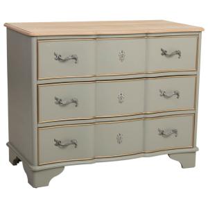 Commode ancienne en bois laqué vert, 3 tiroirs 100x50x80