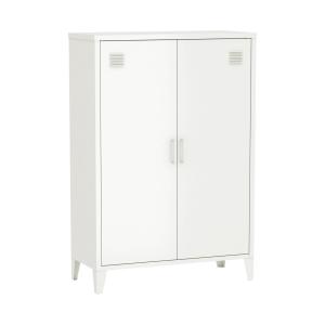 Commode/armoire en métal blanc, 2 rangements