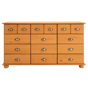 Commode avec 12 tiroirs en bois massif, brun