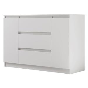 Commode avec 2 portes et 3 tiroirs, blanc mat, 120 cm