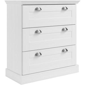 Commode avec 3 tiroirs en effet bois blanc