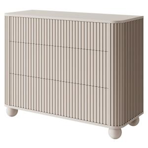 Commode avec 3 tiroirs, striée sur pieds en boule, greige,…
