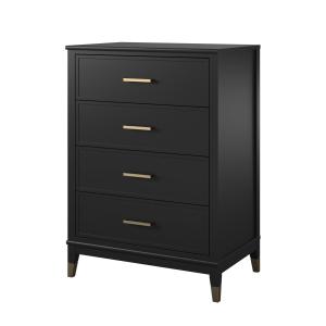 Commode avec 4 tiroirs en effet bois noir