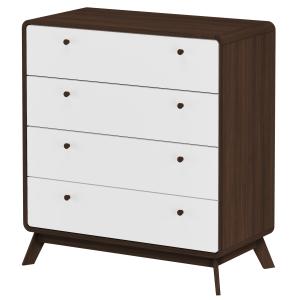 Commode avec 4 tiroirs en effet noyer blanc