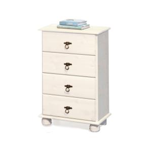Commode avec 4 tiroirs Laque en pin blanche