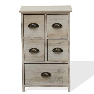 Commode avec 5 tiroirs en bois de paulownia blanc