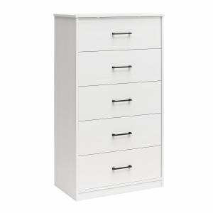 Commode avec 5 tiroirs en effet bois blanc