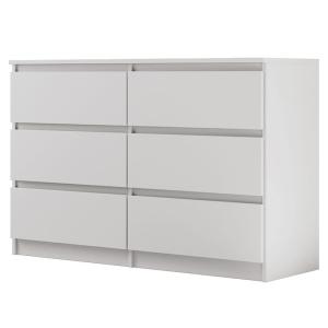 Commode avec 6 tiroirs, blanc mat, 120 cm