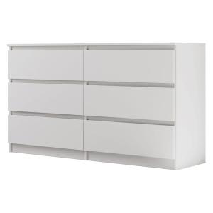 Commode avec 6 tiroirs, blanc mat, 140 cm
