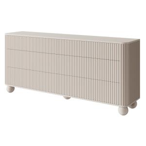Commode avec 6 tiroirs, striée sur pieds en boule, greige,…