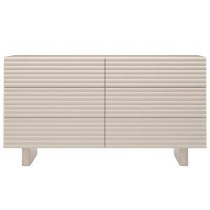 Commode avec 6 tiroirs style cannelé, blanc cachemire