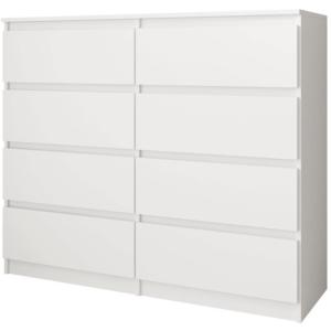 Commode avec 8 tiroirs, blanc mat, 100 cm