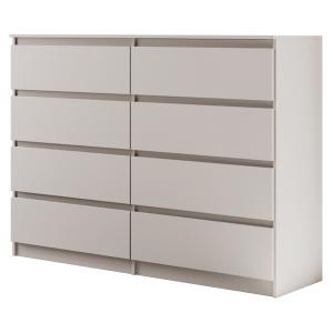 Commode avec 8 tiroirs, cachemire, 140 cm