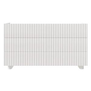 Commode avec six tiroirs, blanc brillant, 147 cm