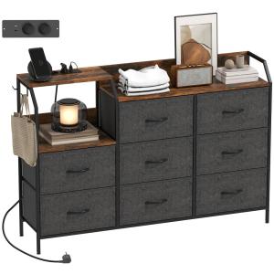 Commode avec station de recharge 8 tiroirs cadre en acier m…