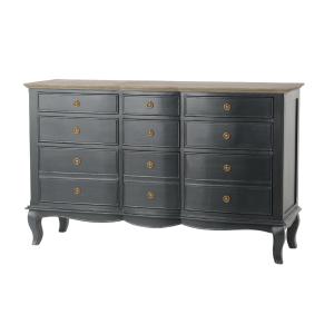 Commode baroque 9 tiroirs anthracite