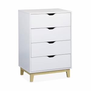 Commode blanche scandinave, 4 tiroirs