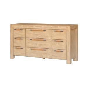 Commode contemporaine en bois massif, 9 tiroirs