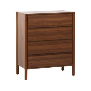 Commode décor bois 4 tiroirs noyer 80cm