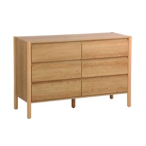 Commode décor bois 6 tiroirs 120cm naturel