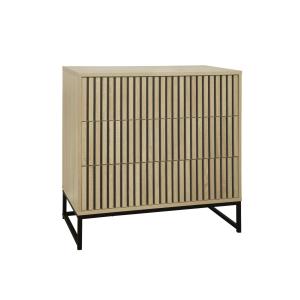 Commode décor bois rainuré 3 tiroirs l 80