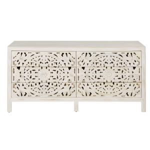 Commode double 6 tiroirs blanche sculptée L160