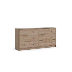 Commode double 6 tiroirs L143,1 cm - Effet Bois clair