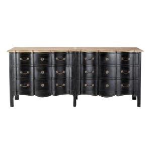 Commode double 6 tiroirs noire L200