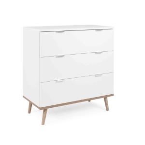Commode effe bois blanc, 3 tiroirs avec pieds en bois massif