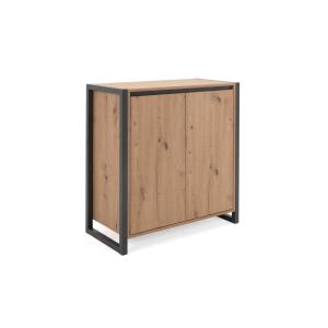 Commode effet bois, beige, 2 portes