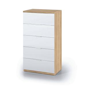 Commode effet bois beige, blanc 129x40 cm