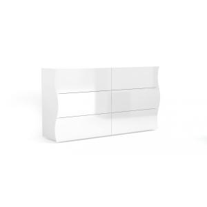 Commode effet bois blanc brillant 155x40 cm