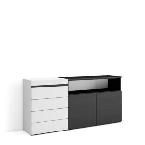 Commode effet bois blanc et noir 157x35x75cm