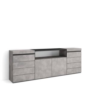 Commode effet bois ciment 214x35x75cm