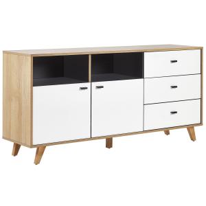 Commode effet bois effet clair blanc 3 tiroirs