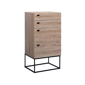 Commode effet bois effet clair noir 4 tiroirs