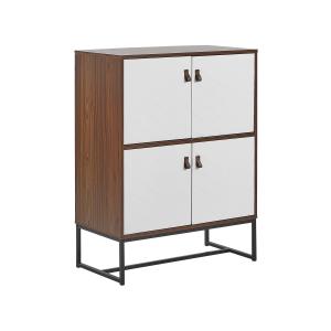 Commode effet bois foncé et blanche 4 portes