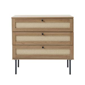 Commode en bois à 3 tiroirs COMY naturel 80x40x75cm