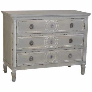 Commode en bois avec 3 tiroirs gris 102x46x80h cm