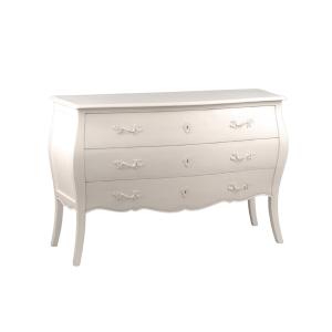 Commode en bois baroque blanche 3 tiroirs
