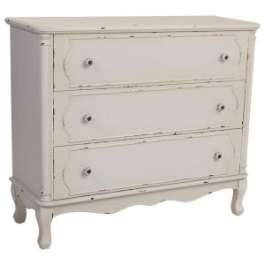 Commode en bois blanc vieilli avec 3 tiroirs 100x38x86,5h cm