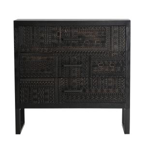 Commode en bois de frêne noir 80x35x78 cm